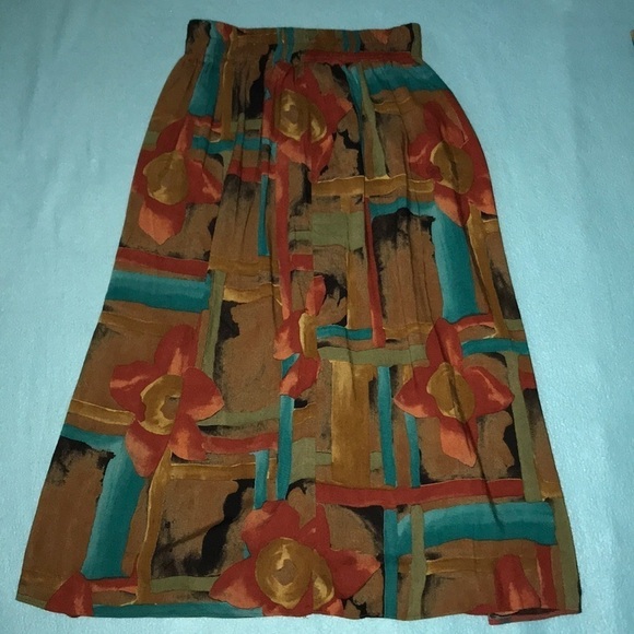 JO Hardin skirt pleated multi colored pull on elastic waistband size 8 - Picture 1 of 5